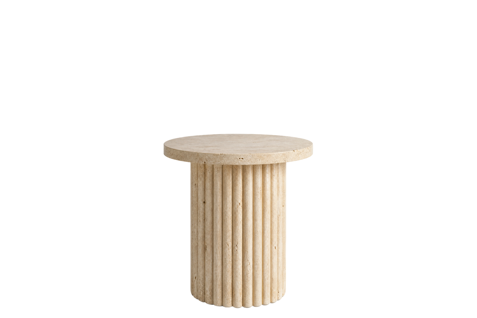 Fluted Travertine Side Table