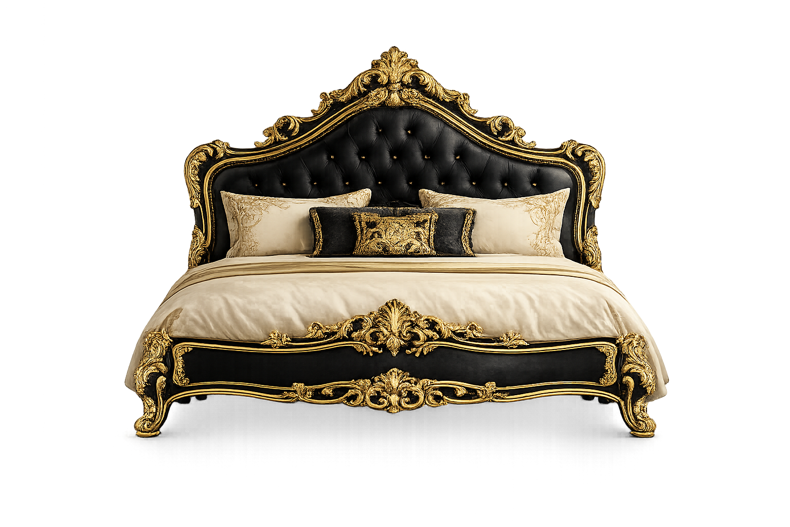 Black Gold Carved Bed