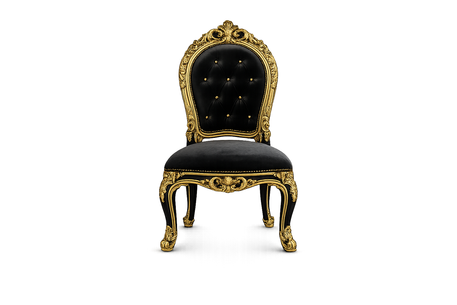 Black Velvet Gold Carved Chair