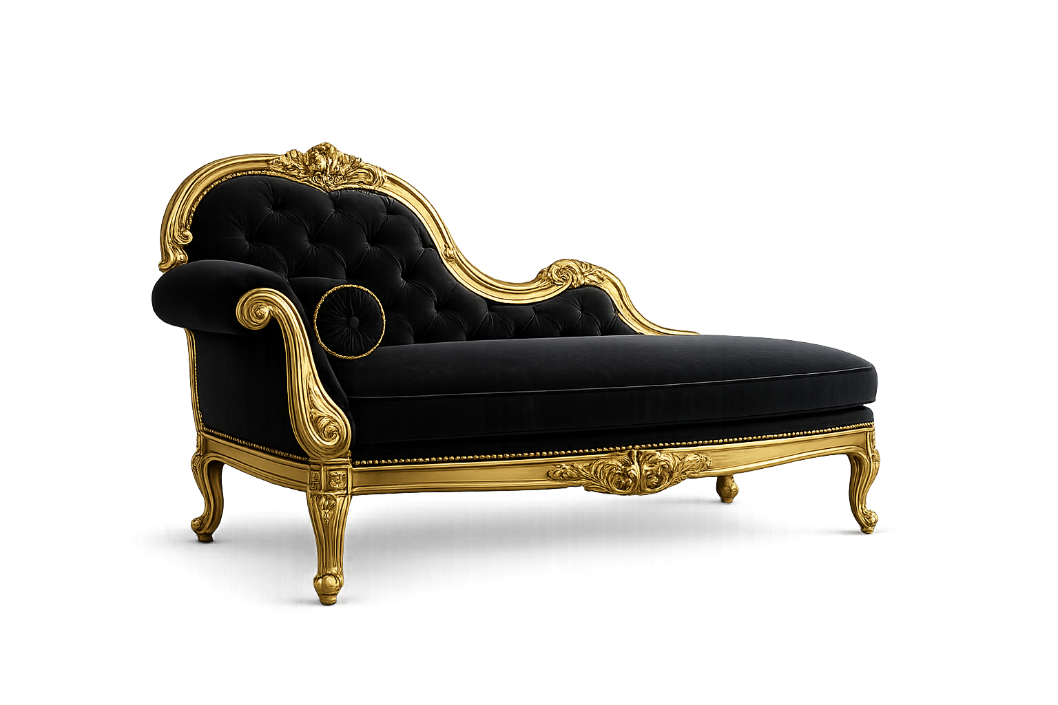 Black Velvet Gold Chaise Lounge