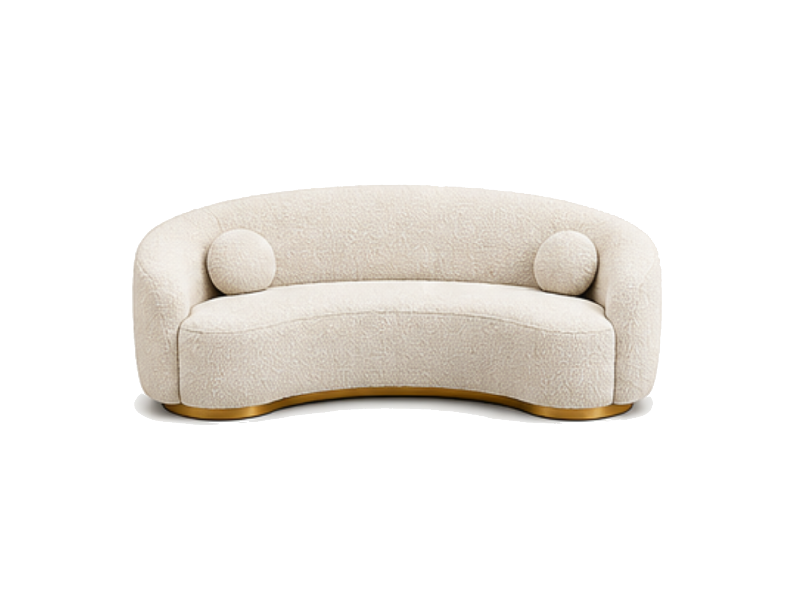 White Bouclé Curved Sofa
