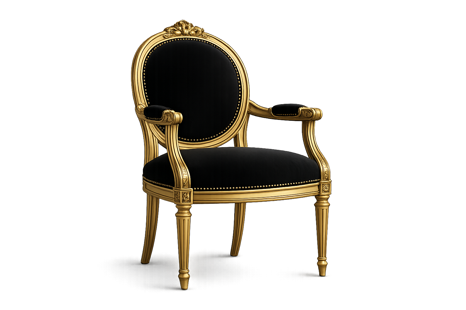 Black Velvet French Armchair
