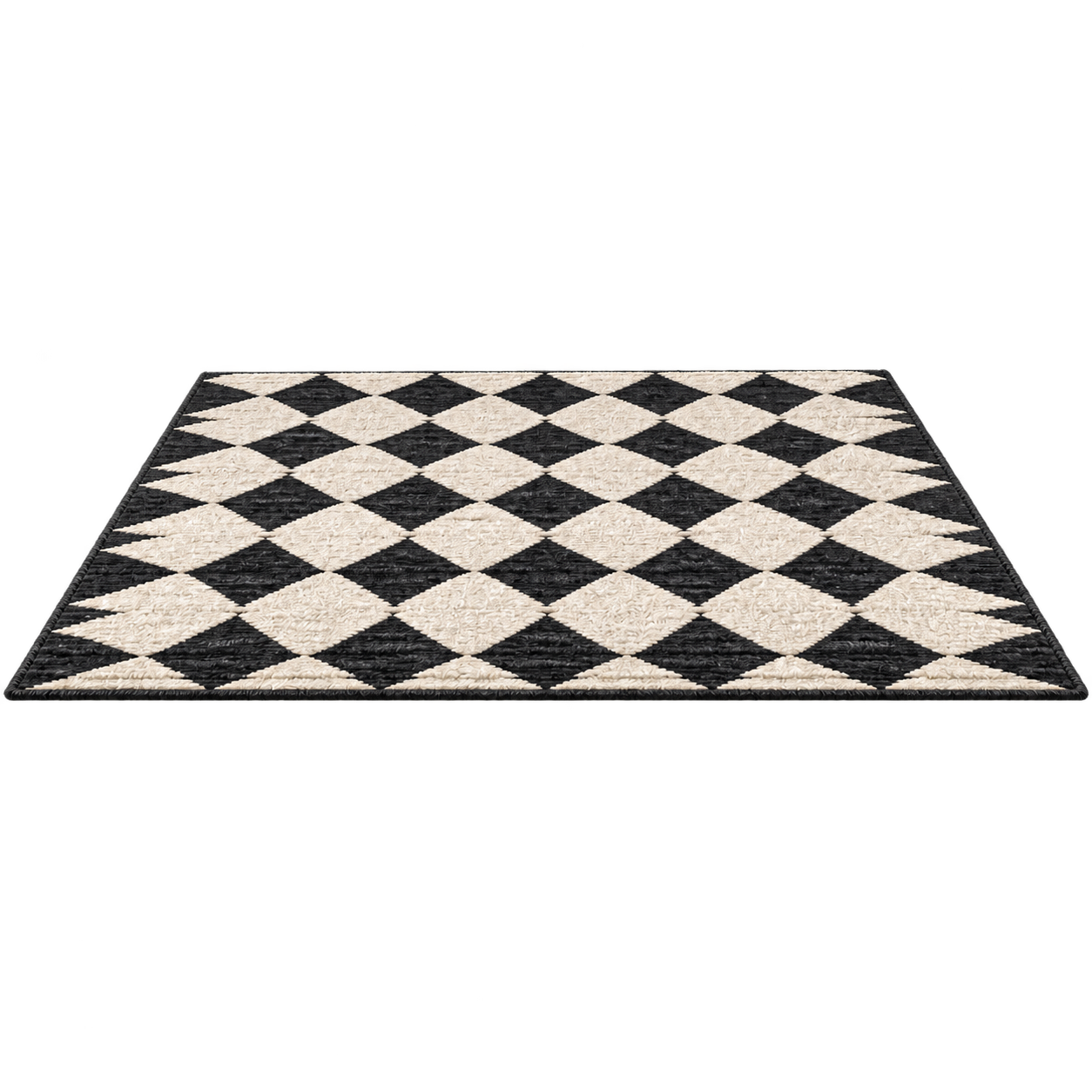 Black Geometric Wool Rug