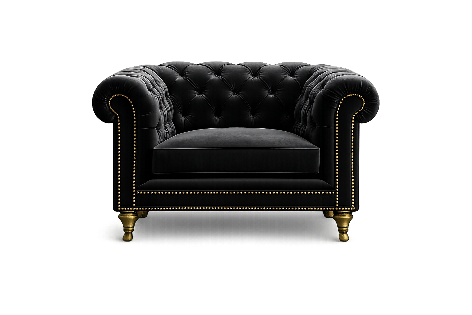 Black Velvet Chesterfield Chair