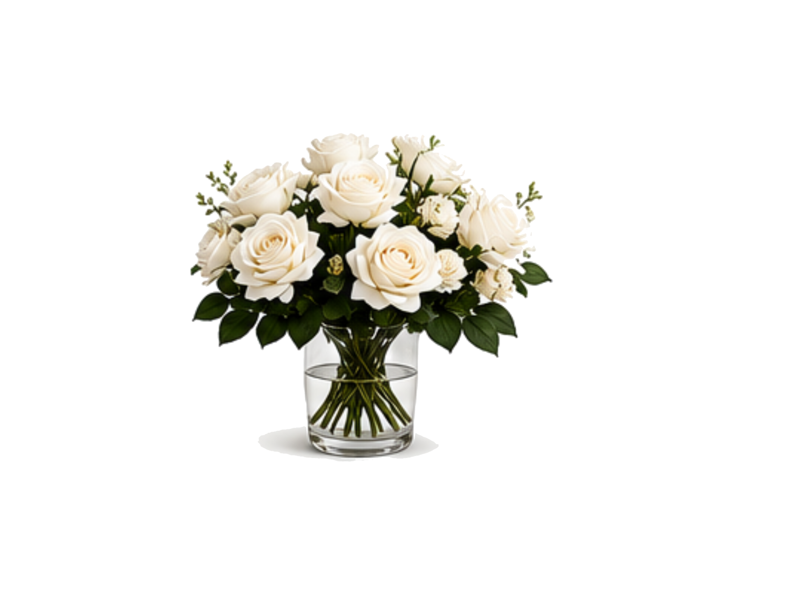 White Rose Glass Floral Vase