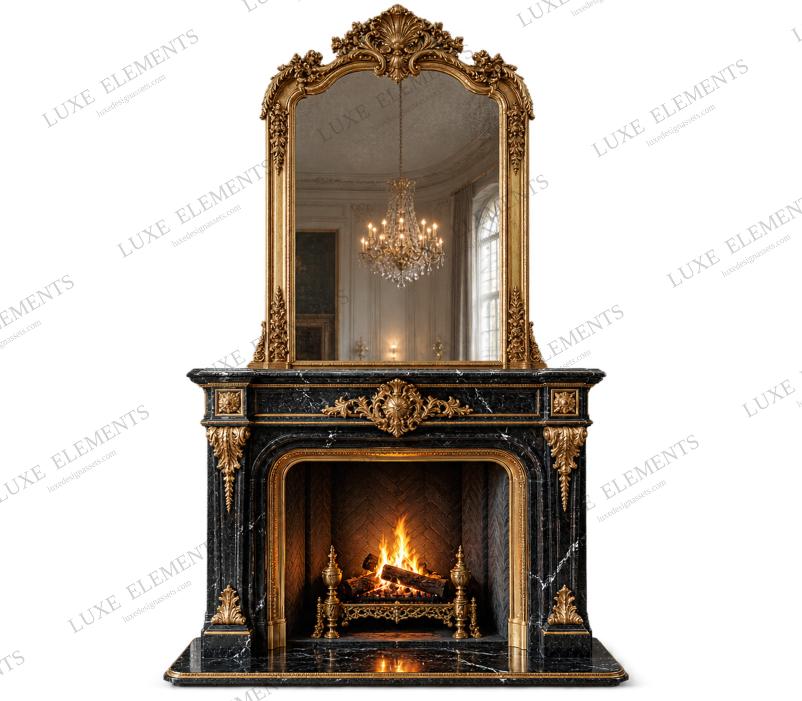 Versailles Noir Fireplace Ensemble