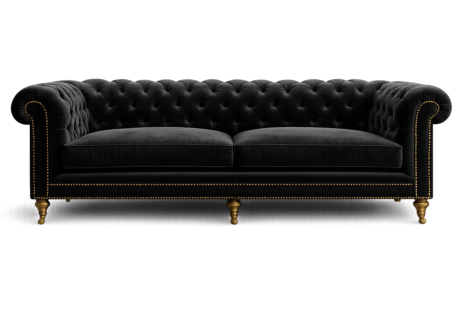 Black Velvet Chesterfield Sofa