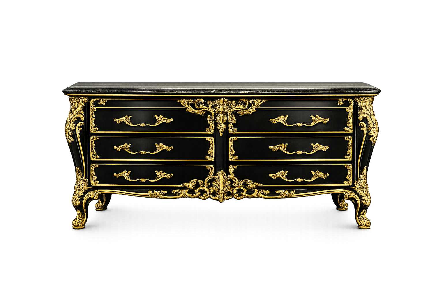 Black Gold Rococo Dresser