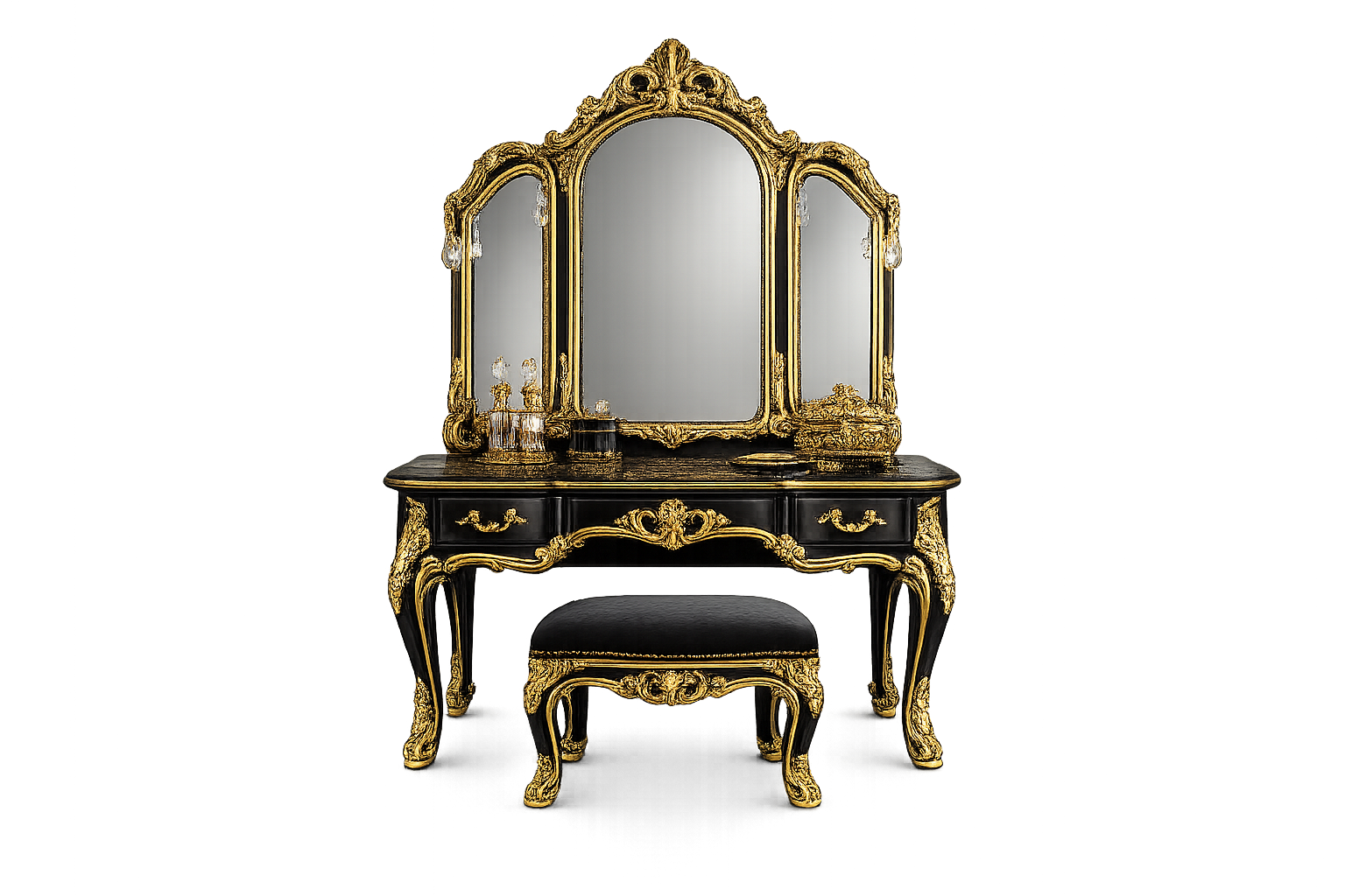 Black Gold Baroque Vanity Table