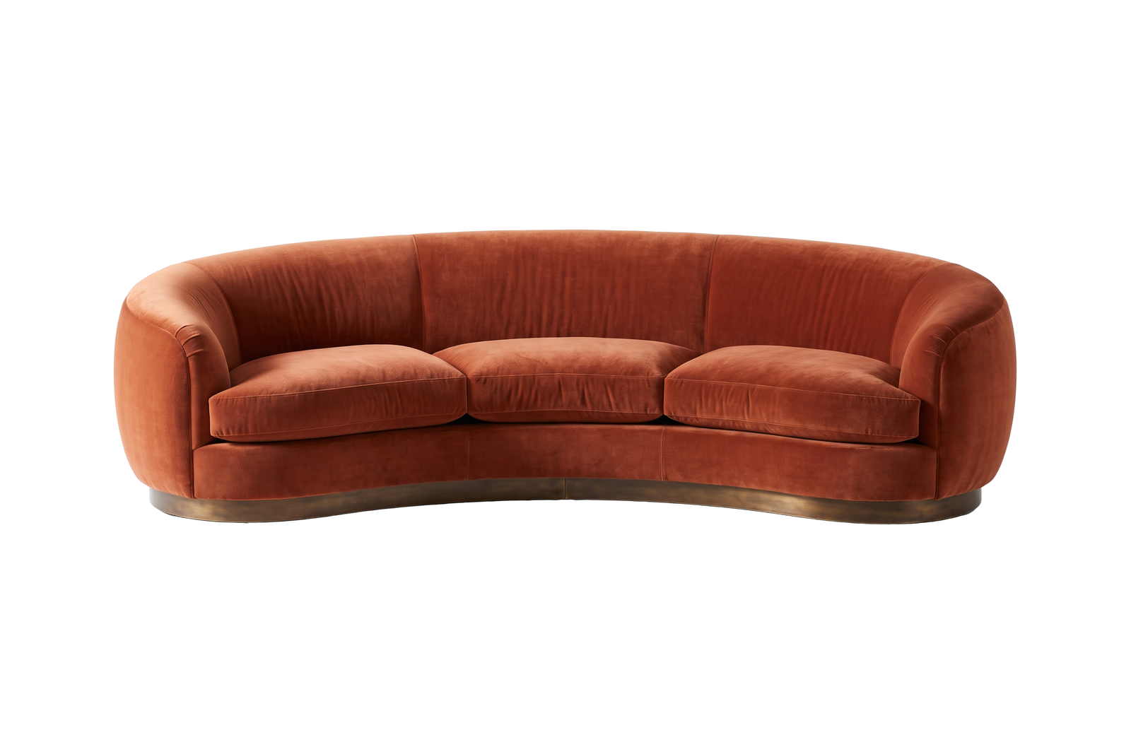 Terracotta Velvet Curved Sofa